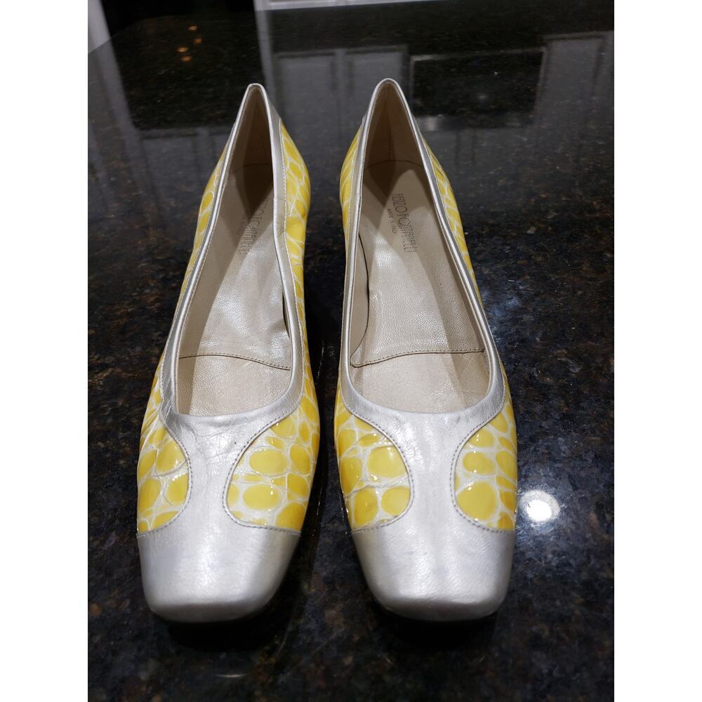 Renzo Fontanelli Virgin Pump Women's Size 12 AAA Gray Leather Block Heel Pull On